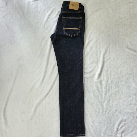 ABERCROMBIE & FITCH Mid-Rise Dark Wash Button Fly Skinny Fit Jeans Size 28 - Picture 4 of 10